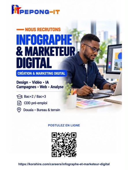 Recrutement : Infographe et Marketeur Digital chez PEPONG IT